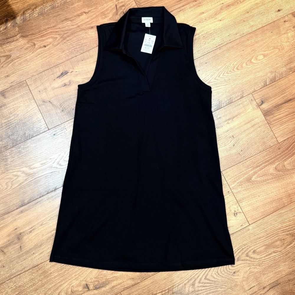 J.Crew NWT Polo Sleeveless Active Dress Black V Neck Collard Short NEW Small S